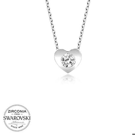 Ebuz Swarovski Taşlı Gümüş Kalp Bayan Kolye