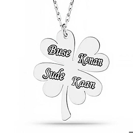 Ebuz Gümüş Dört Yaprak İsimli Yonca Kadın kolye