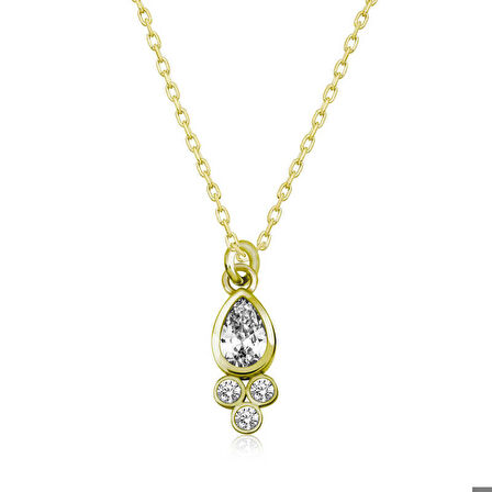 Ebuz Gümüş Gold Çiğ Damlası Tektaş Kadın Kolye