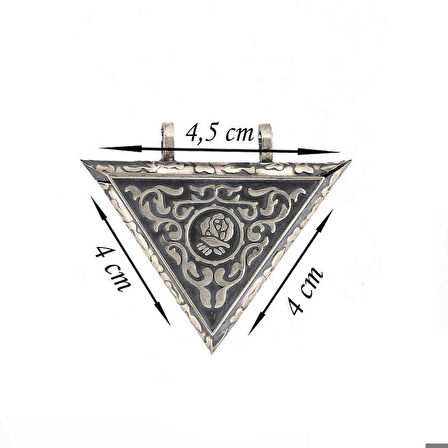 Ebuz Gümüş Üçgen İçi Açılabilen Gül Muskalık Kolye