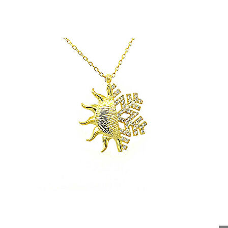 Ebuz Gümüş Gold Güneş Kartanesi Kadın Kolye