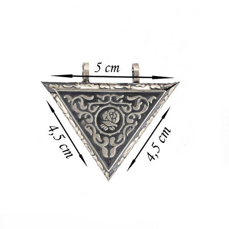 Ebuz Gümüş Üçgen İçi Açılabilen Gül Muskalık Kolye