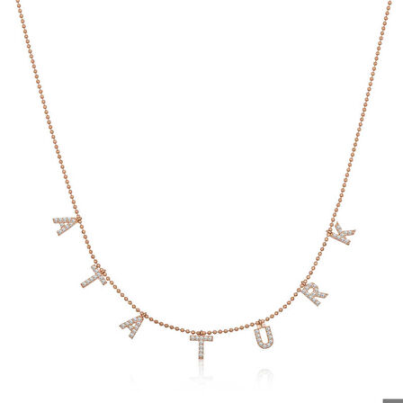 Ebuz Gümüş Rose Atatürk Yazılı Kadın Kolye