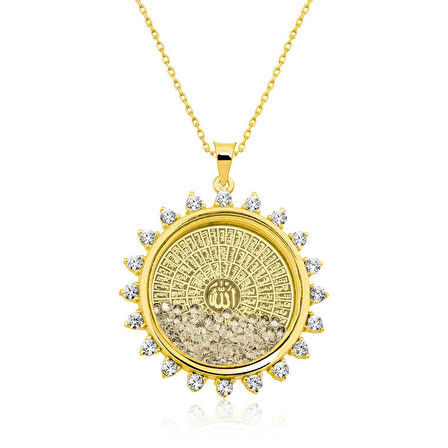 Ebuz Gümüş Gold Esmaül Hüsna Bayan Kolye