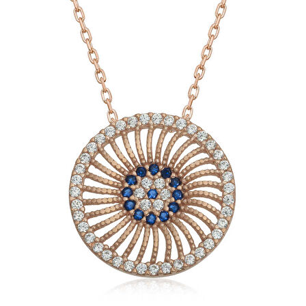 Ebuz ​Gümüş Rose Nazar Kadın Kolye