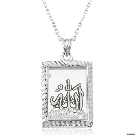 Ebuz Gümüş Allah Yazılı Kadın Kolye