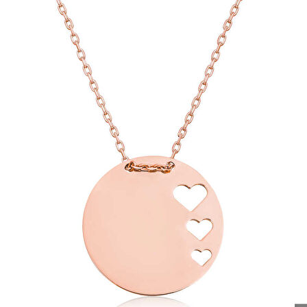 Ebuz Gümüş Rose Çember Kalp Kadın Kolye