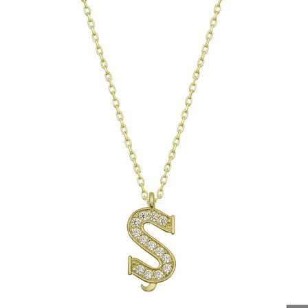 Ebuz ​Gümüş Gold Ş Harfi Kadın Kolye