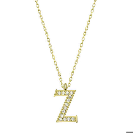 Ebuz Gümüş Gold Z Harfi Kadın Kolye
