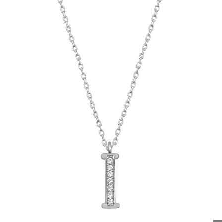 Ebuz Gümüş Rodyum I Harfi Kadın Kolye