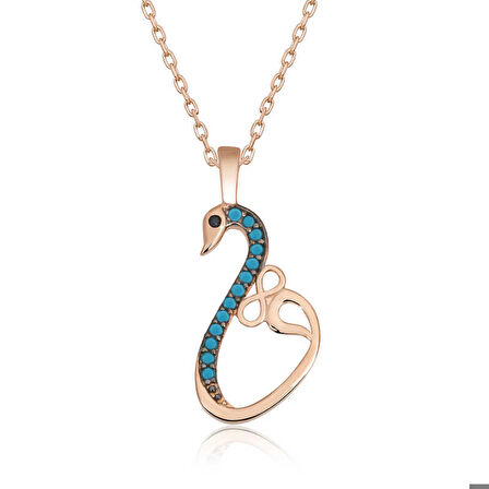 Ebuz Gümüş Rose Sonsuzluk Kadın Kuğu Kolye