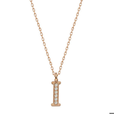 Ebuz Gümüş Rose İ Harfi Kadın Kolye