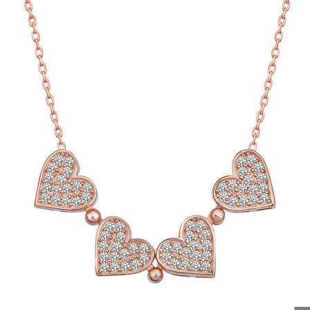 Ebuz Gümüş Rose Kalpli Açılabilen Yonca Kadın Kolye