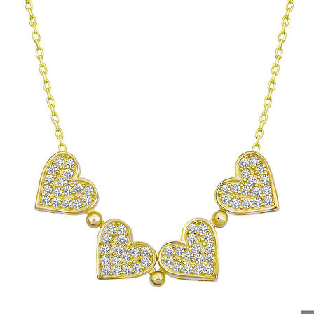 Ebuz Gümüş Gold Kalpli Açılabilen Yonca Kadın Kolye