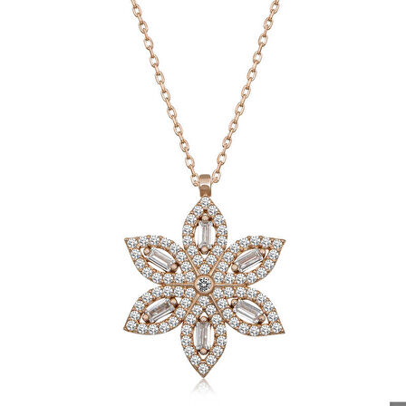 Ebuz Gümüş Rose Nergiz Çiçeği Kadın Kolye