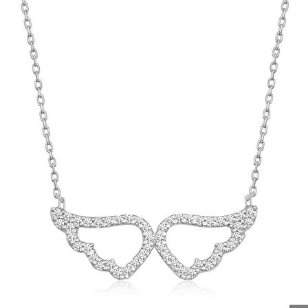 Ebuz Gümüş Melek Kanadı Kadın Kolye