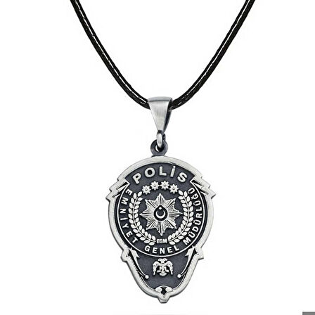 Ebuz Gümüş Emniyet Teşkilatı Polis Armalı Kolye