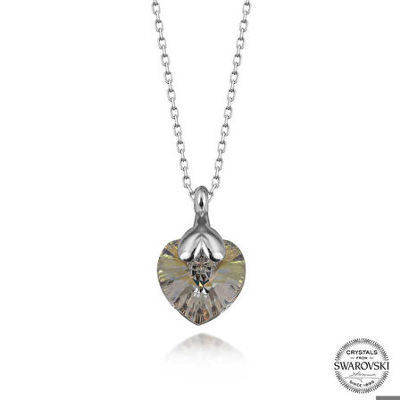 Ebuz Swarovski Crystal Taşlı Gümüş Kalp Kadın Kolye