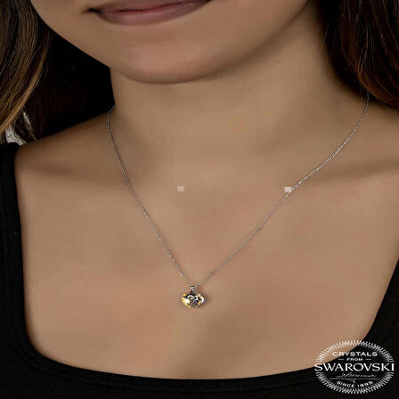 Ebuz Swarovski Crystal Taşlı Gümüş Kalp Kadın Kolye
