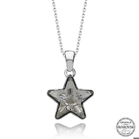 Ebuz Swarovski Crystal Taşlı Yıldız Gümüş Kadın Kolye