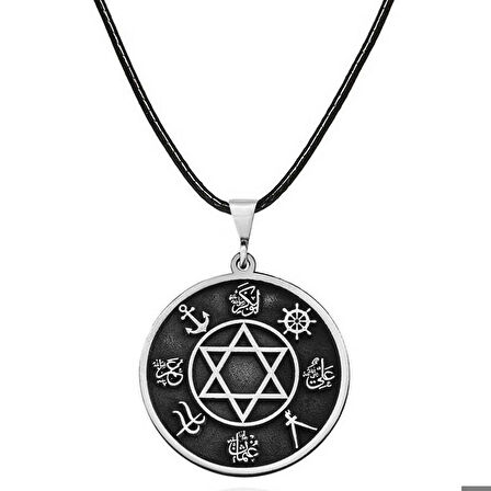 Ebuz ​Gümüş Dört Halife İsimleri İşlemeli Kolye