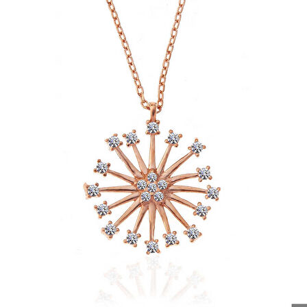 Ebuz ​Gümüş Rose Çiçek Kadın Kolye