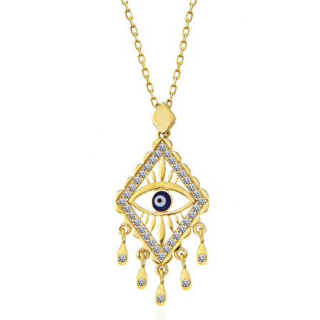 Ebuz Gümüş Gold Nazarlı Göz Kadın Kolye