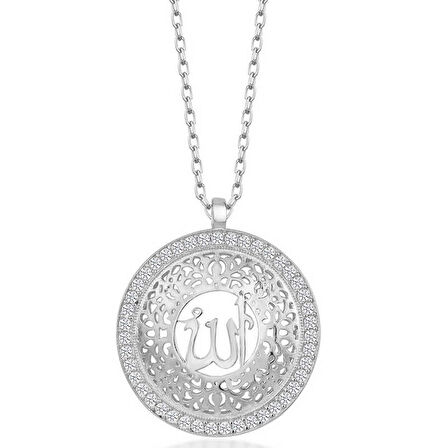 Ebuz Gümüş Allah Yazılı Kadın Kolye