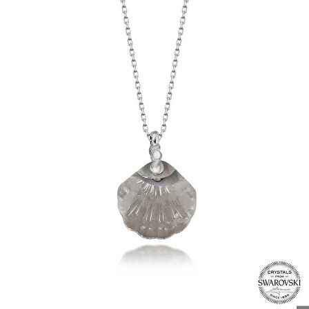 Ebuz Swarovski Crystal Taşlı Deniz Kabuğu Gümüş Kadın Kolye