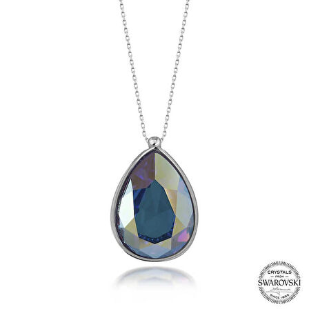 Ebuz Swarovski Crystal Taşlı Damla Gümüş Kadın Kolye