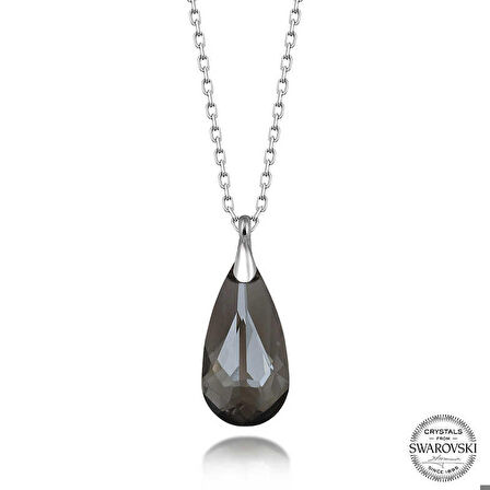 Ebuz Swarovski Crystal Taşlı Damla Gümüş Kadın Kolye