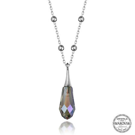 Ebuz Swarovski Crystal Taşlı Ametist Top Zincir Gümüş Kadın Kolye
