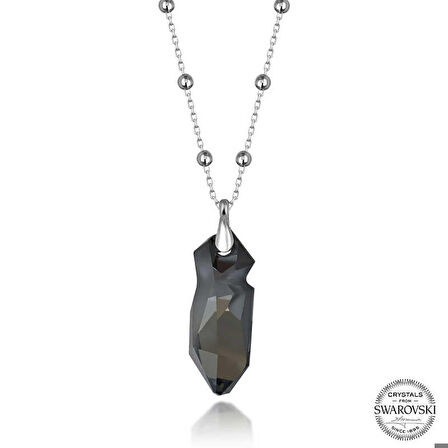 Ebuz Swarovski Crystal Taşlı Top Zincir Gümüş Kadın Kolye
