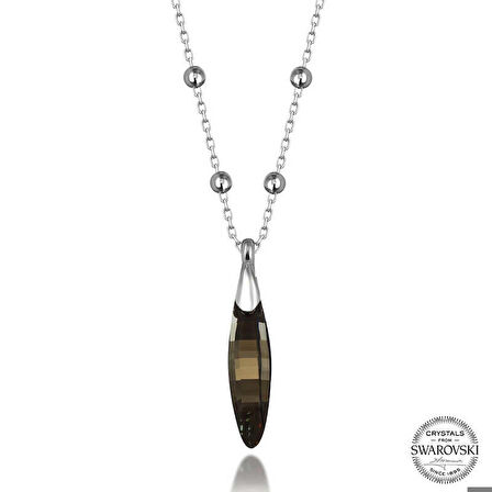 Ebuz Swarovski Crystal Taşlı Top Zincir Çubuk Gümüş Kadın Kolye