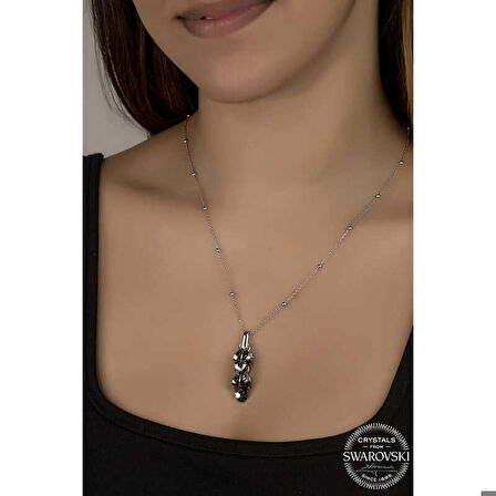 Ebuz Swarovski Crystal Taşlı Salkım Gümüş Kadın Kolye