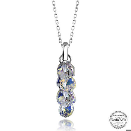 Ebuz Swarovski Crystal Taşlı Salkım Gümüş Kadın Kolye