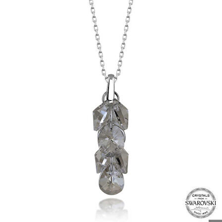 Ebuz Swarovski Crystal Taşlı Salkım Gümüş Kadın Kolye