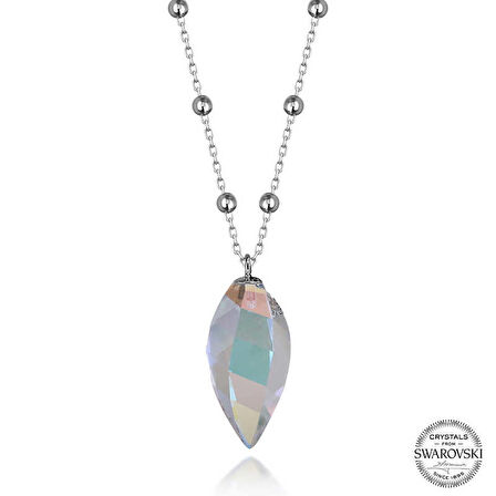 Ebuz Swarovski Crystal Taşlı Top Zincir Gümüş Kadın Kolye