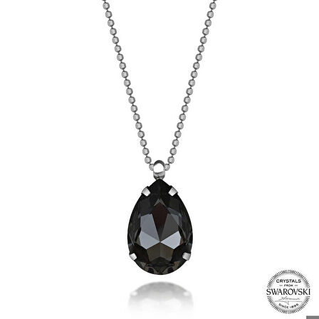 Ebuz Swarovski Crystal Taşlı Top Zincir Damla Gümüş Kadın Kolye