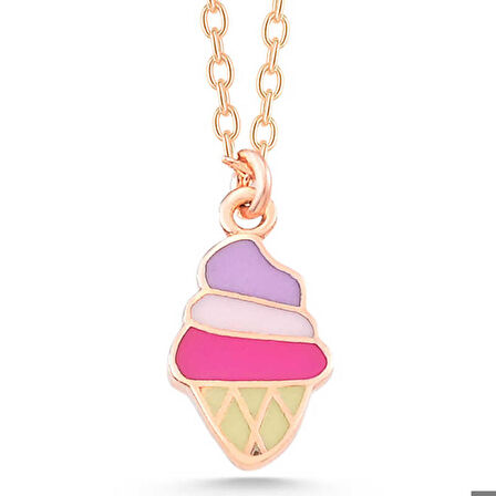 Ebuz Gümüş Rose Renkli Dondurma Kadın kolye