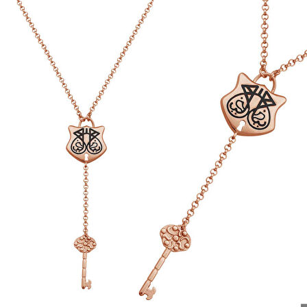 Ebuz Gümüş Rose Ya Fettah Yazılı Kadın Kolye