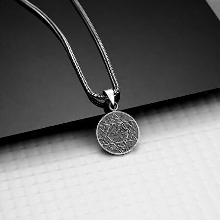 Ebuz Gümüş Süleyman Mührü Kolye