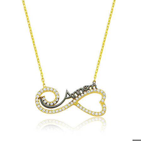 Ebuz Gümüş Kalpli Sonsuzluk Annem Kolye