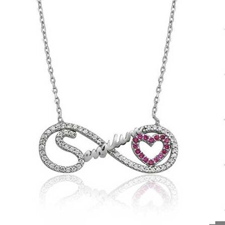 Ebuz Gümüş Sevgilim Yazılı Sonsuzluk Kadın Kolye