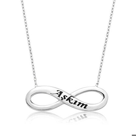 Ebuz Gümüş Aşkım Yazılı Sonsuzluk Kadın Kolye