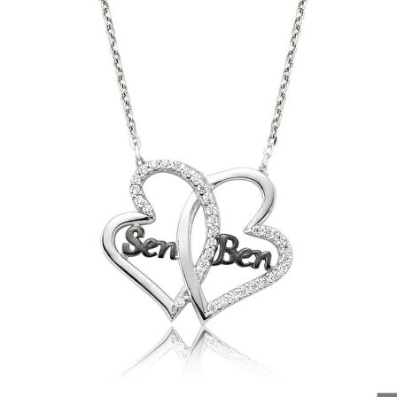 Ebuz Gümüş Kalpli Sen Ben Kadın Kolye