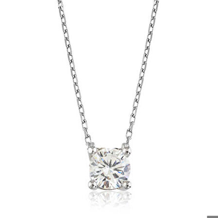 Ebuz Gümüş Tek Taş Kadın Kolye