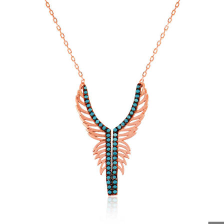 Ebuz Gümüş Melek Kanadı Kadın Kolye