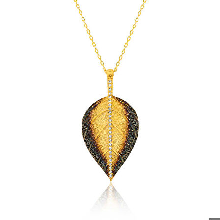Ebuz Gümüş Yaprak Kadın Kolye