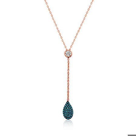 Ebuz Gümüş Rose Aşk Damlası Kadın Kolye